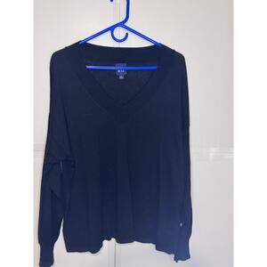 Gap Women's Black Knit Pull-Over V-Neck Sweater Sz XL